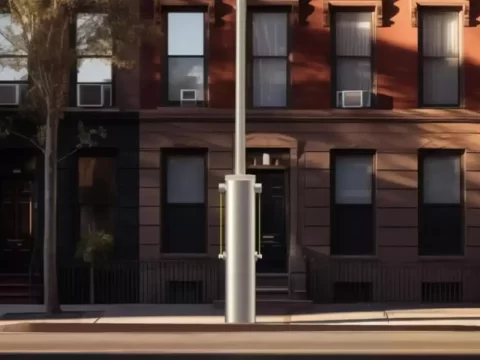 Electric charging station on street light